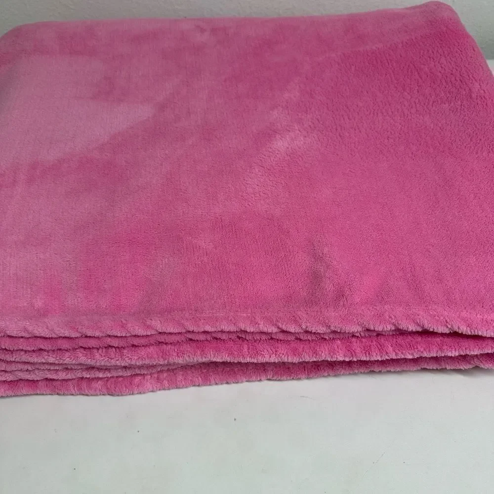 Unbranded Pink Fleece Flannel Throw Blanket Solid Size 90” X 78”